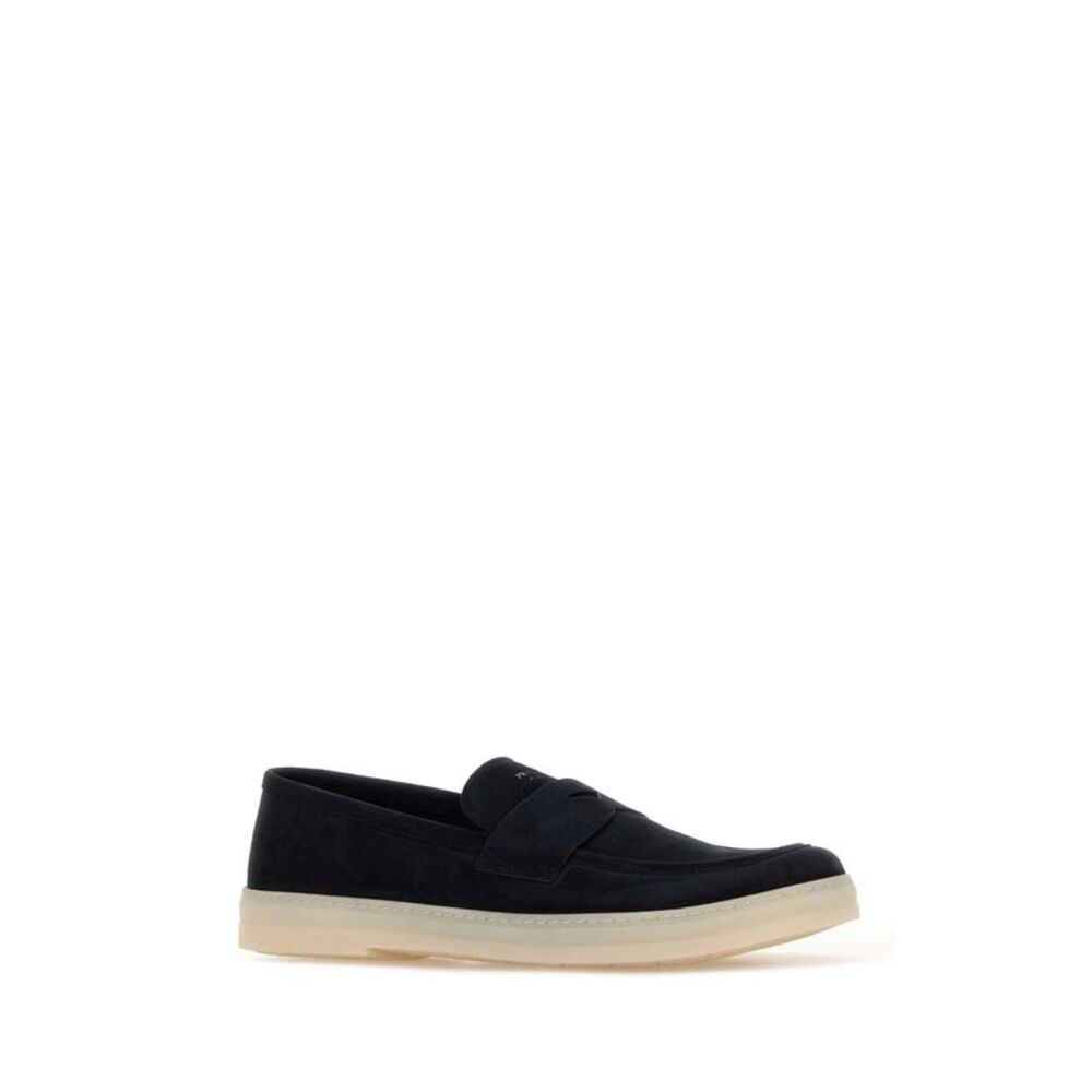 Prada Men Dark Blue Suede Loafers - Picture 2 of 2